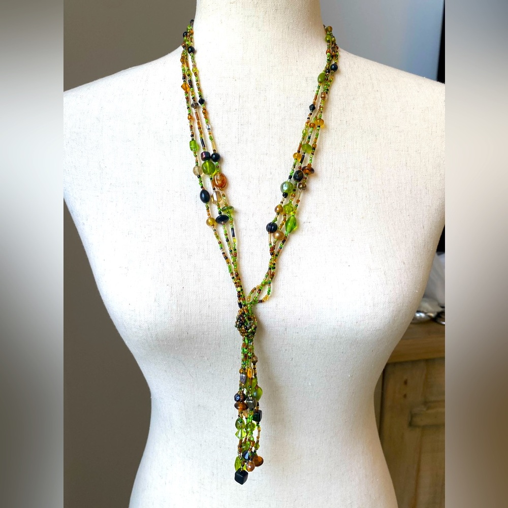 Beaded Lime Green Necklace Easy Hook